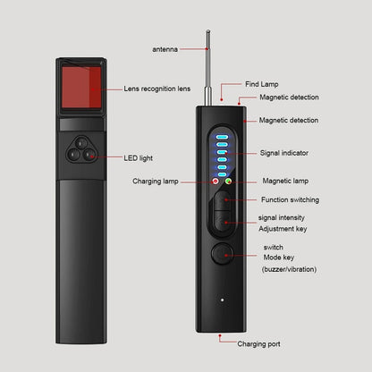 Beveiligingsdetector voor Verborgen Camera's en GPS Trackers Anti-Spy RF Draadloos Signaal Scanner